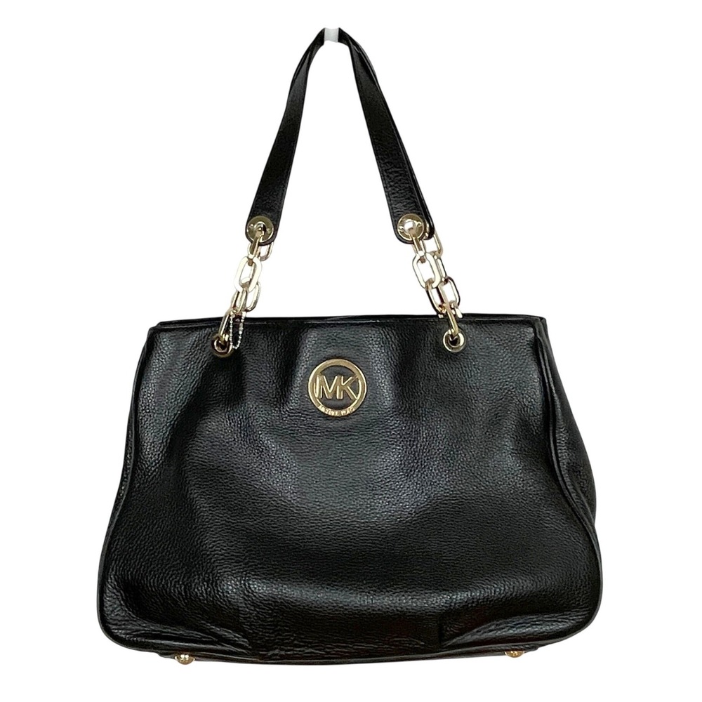 Michael Kors Pebbled Leather‎ Gold Chain Shoulder Bag Tote Designer Quiet Luxury
